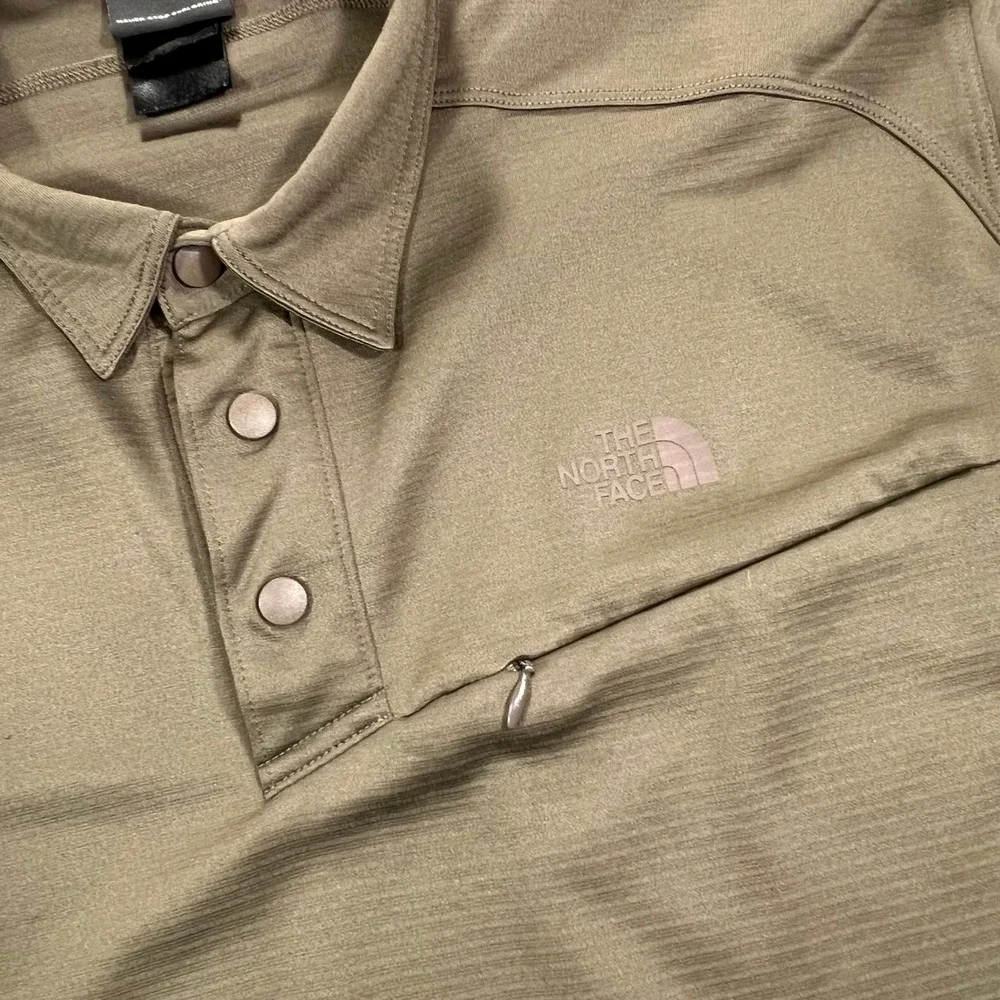 The North Face Henley Shirt Mens XXL Olive Green Fleece Short Sleeve Zip Outdoor